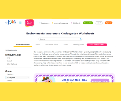 Environmental Awareness Kindergarten Worksheets